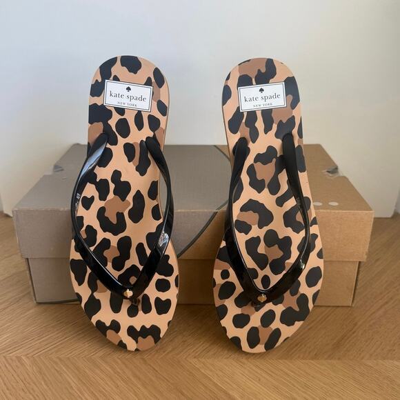 Kate Spade Leopard Print Slides Women Flip Flop Sandal- SZ 9 - Picture 5 of 8